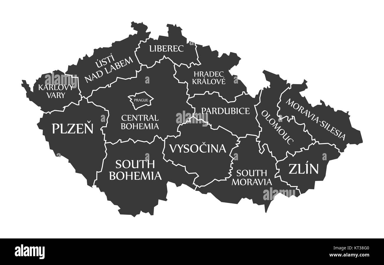 Czech Republic Map labelled black illustration Stock Photo