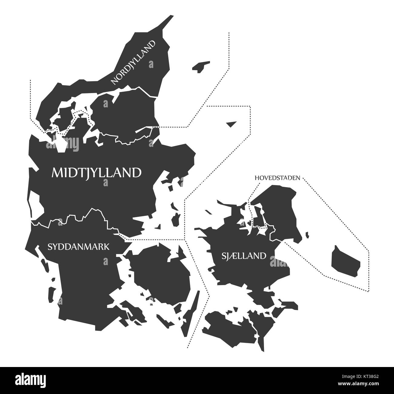 Denmark Map labelled black illustration Stock Photo