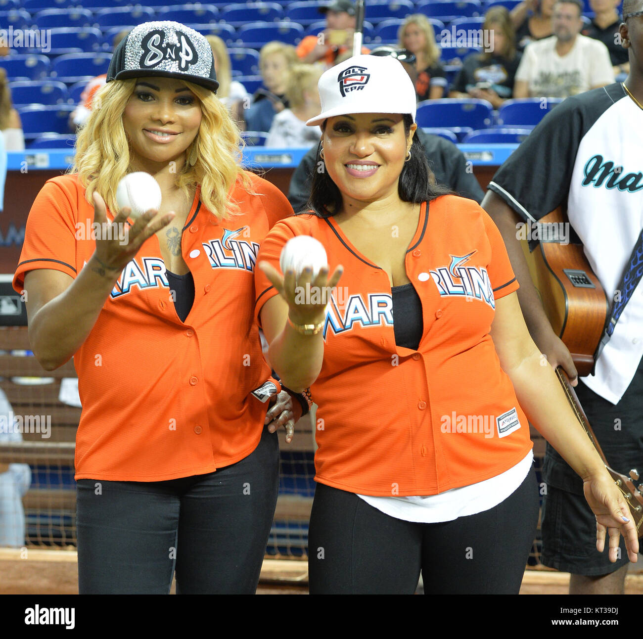 MIAMI, FL AUGUST 01 Cheryl James ("Salt"), and Sandra Denton ("Pepa") of the group SaltN