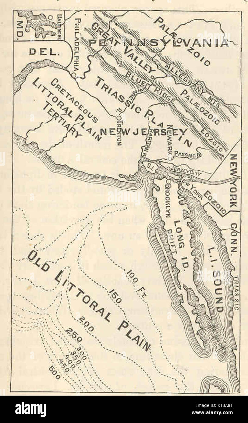 39498 Map showing old channel and mouth of the Hudson Stock Photo - Alamy