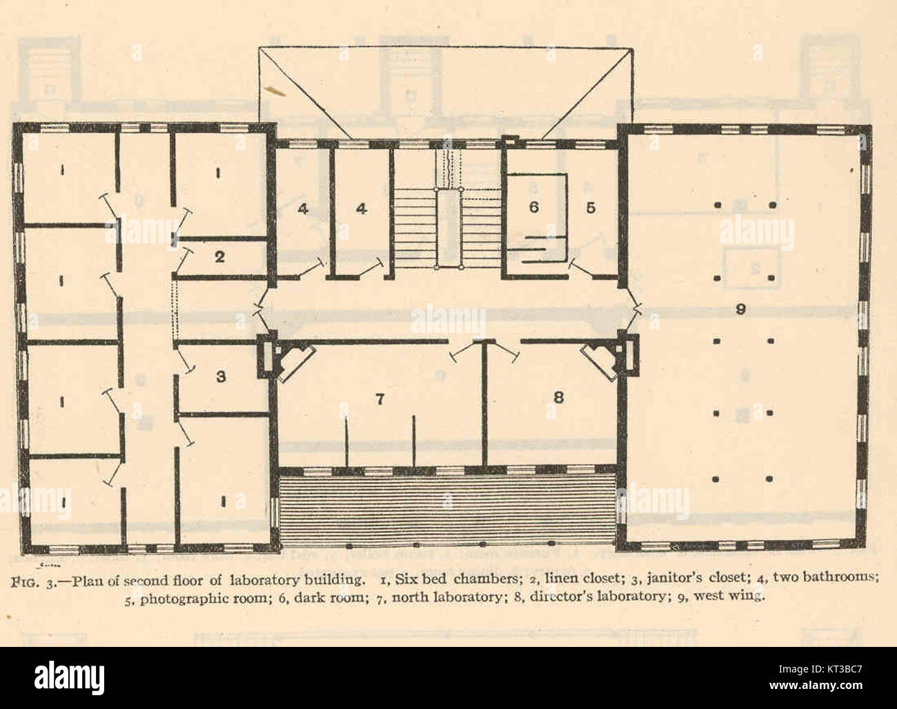 40285 Plan of secont floor of laboratory building 1, six bed chambers