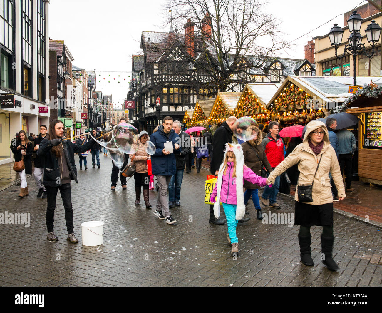 Christmas shoppers shopping at the annual Christmas market in the roman city of Chester England Stock Photo