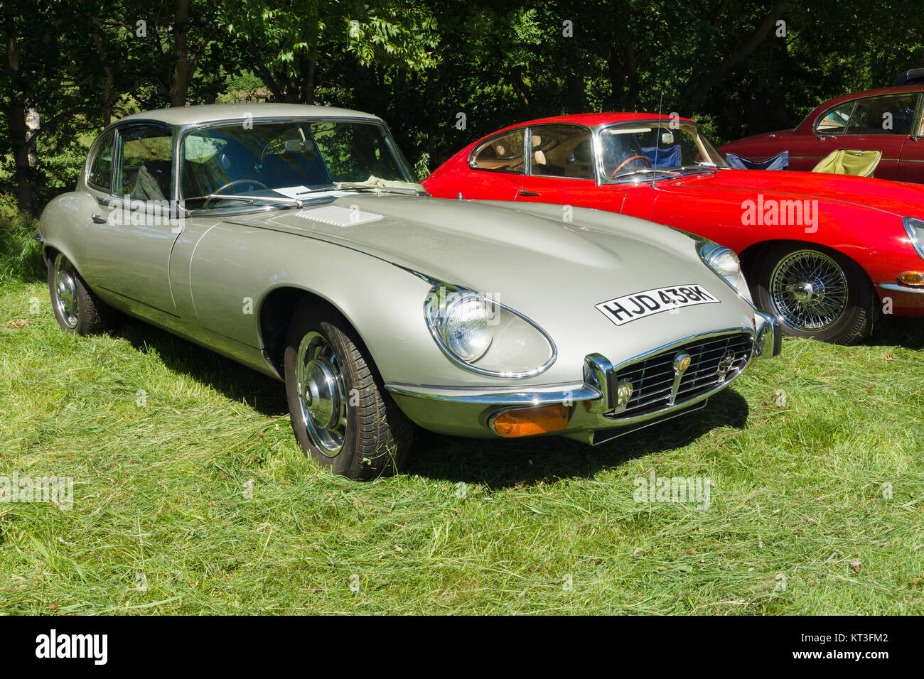 Jaguar E type an iconic classic British sports car built from 1961 and 1975 at a vintage vehicle rally Stock Photo
