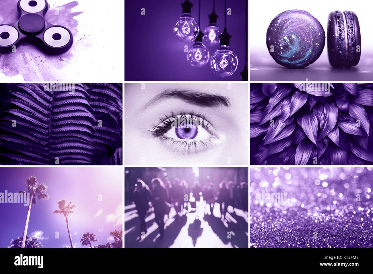 Ultra Violet collage. Color of the year 2018 Stock Photo