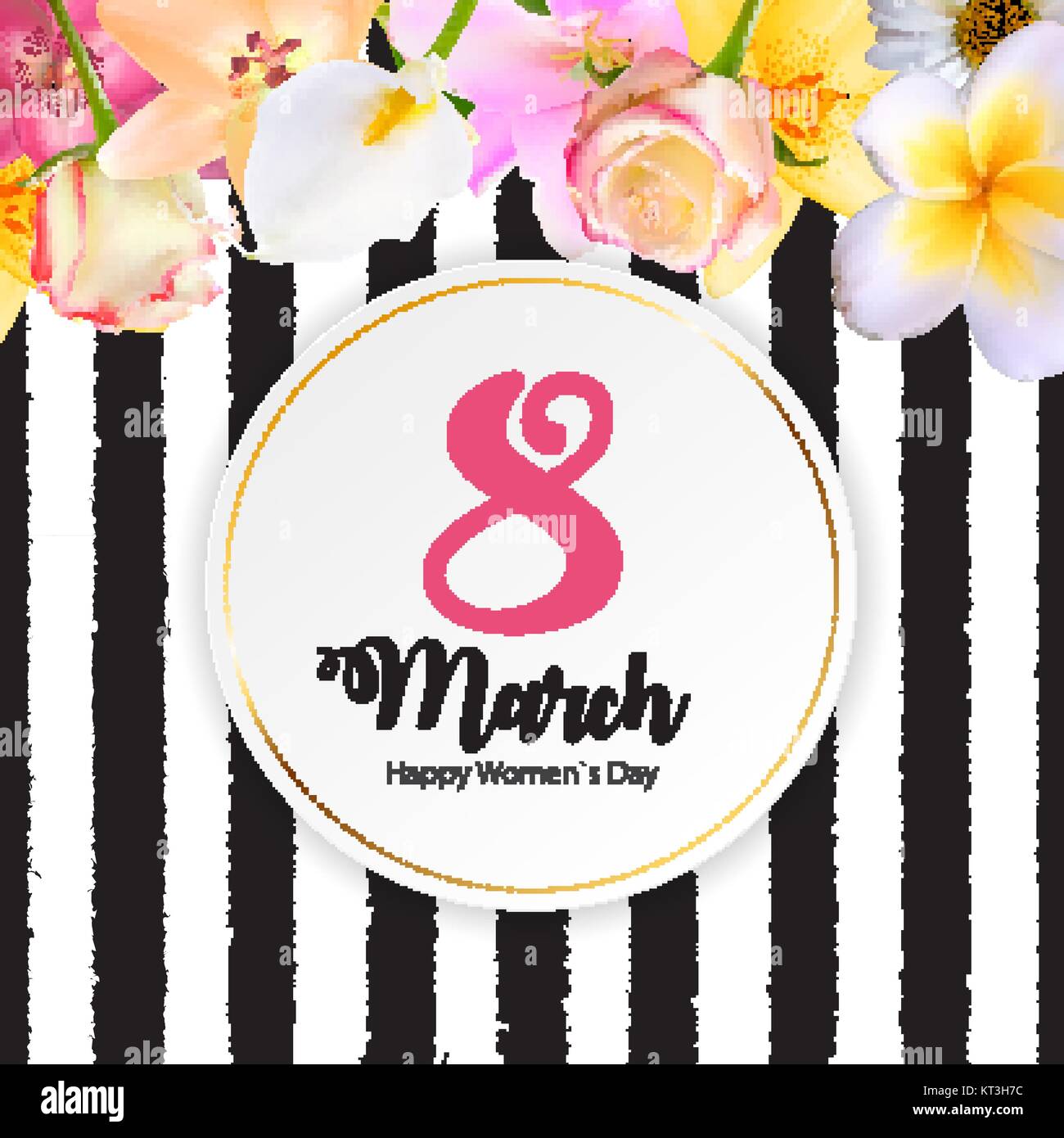Poster International Happy Women's Day 8 March Floral Greeting c Stock Vector