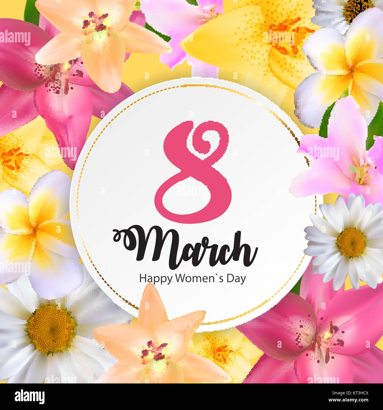 Poster International Happy Women's Day 8 March Floral Greeting Stock Vector