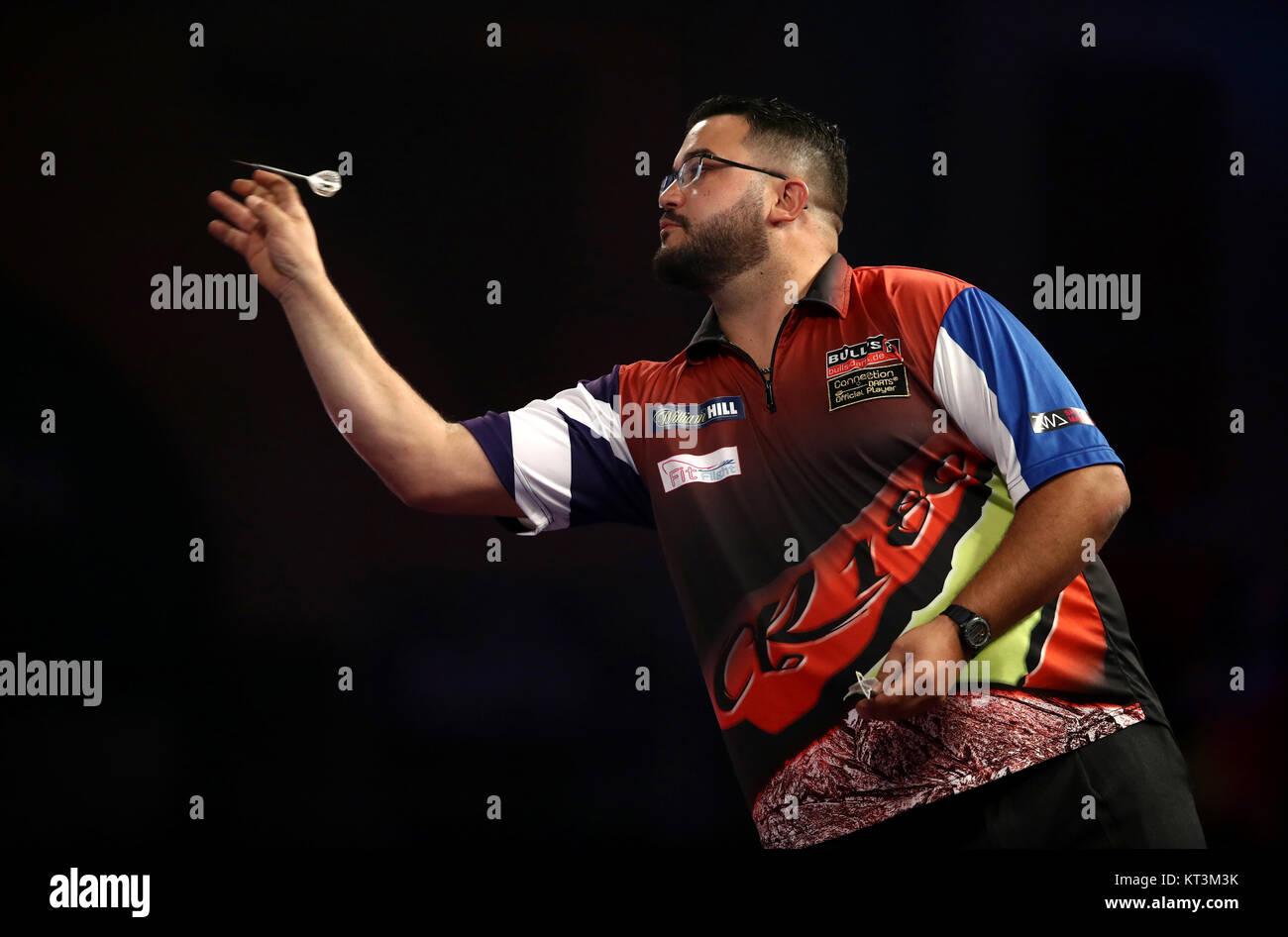 fedt nok meget fint Premier Cristo Reyes during his match against Toni Alcinas during day eight of the  William Hill World Darts Championship at Alexandra Palace, London Stock  Photo - Alamy