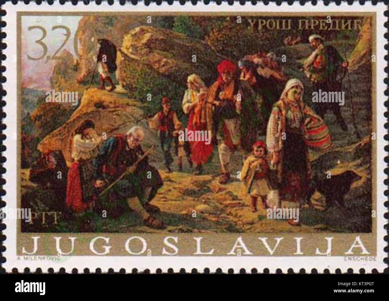 Herzegovina refugees by UroC5A1 PrediC487 1976 Yugoslavia stamp Stock Photo