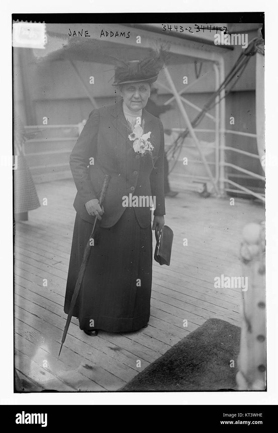 Jane Addams was a pioneering social worker and activist in the United States, known for her work in social reform, women's rights, and the founding of Hull House in Chicago. Stock Photo