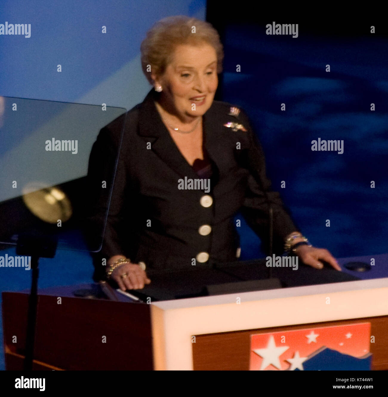 Madeline Albright addresses the convention floor at the Democratic National Convention, Denver, Colorado, August 25-28, 2008 LCCN2010719292 (cropped1) Stock Photo
