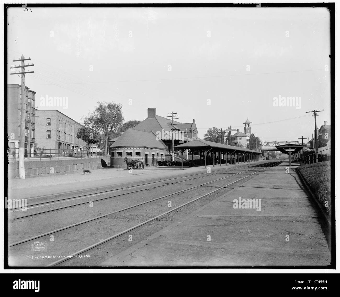 Malden Pearl Street station by Detroit Publishing Company, 1906 Stock