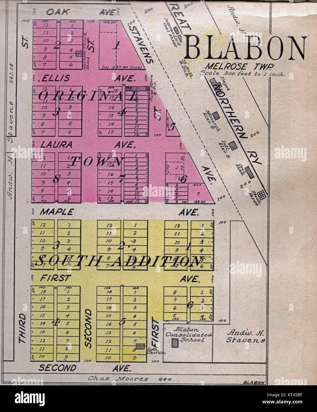 Map showing the plat of Blabon, Steele County, North Dakota Stock Photo