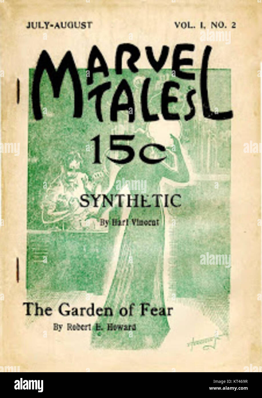 Marvel Tales, a popular comic book series from July-August 1934, featured stories of adventure and heroism. The series, known for its vivid illustrations and captivating narratives, contributed to the early days of the comic book industry, helping to shape the superhero genre. It was a significant part of American pop culture and comic book history. Stock Photo