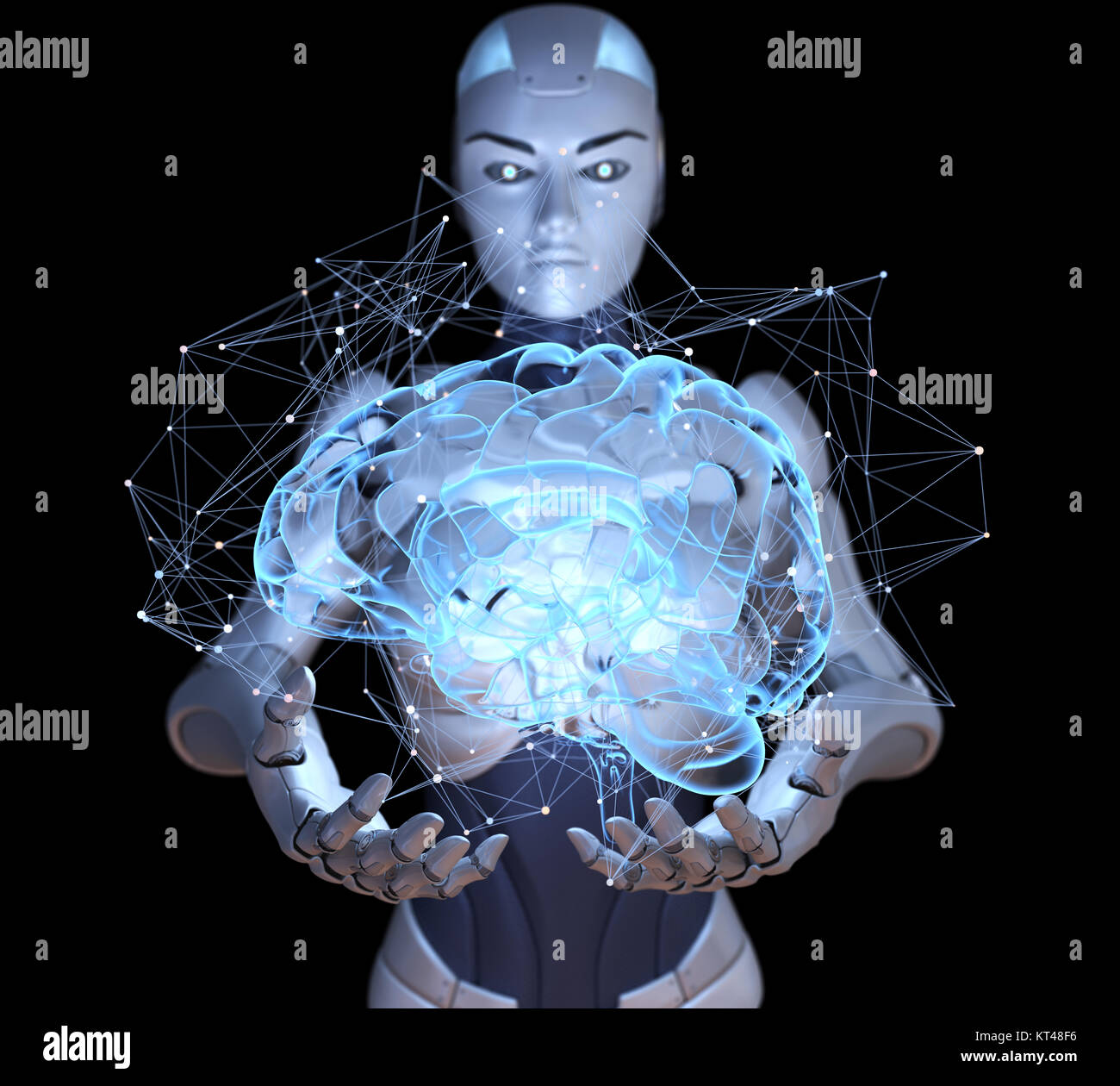 Artificial intelligence concept hands hi res stock photography and