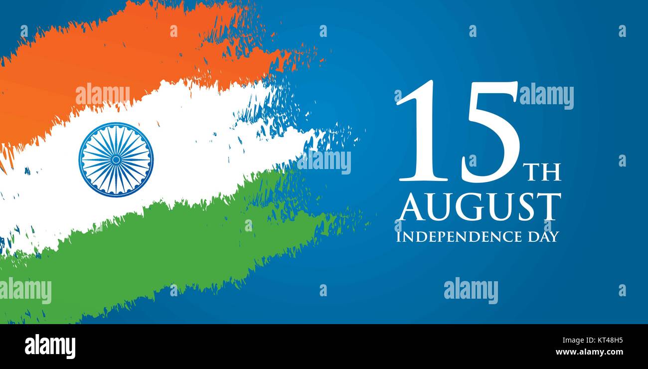 India Independence Day greeting card vector illustration. 15th august ...