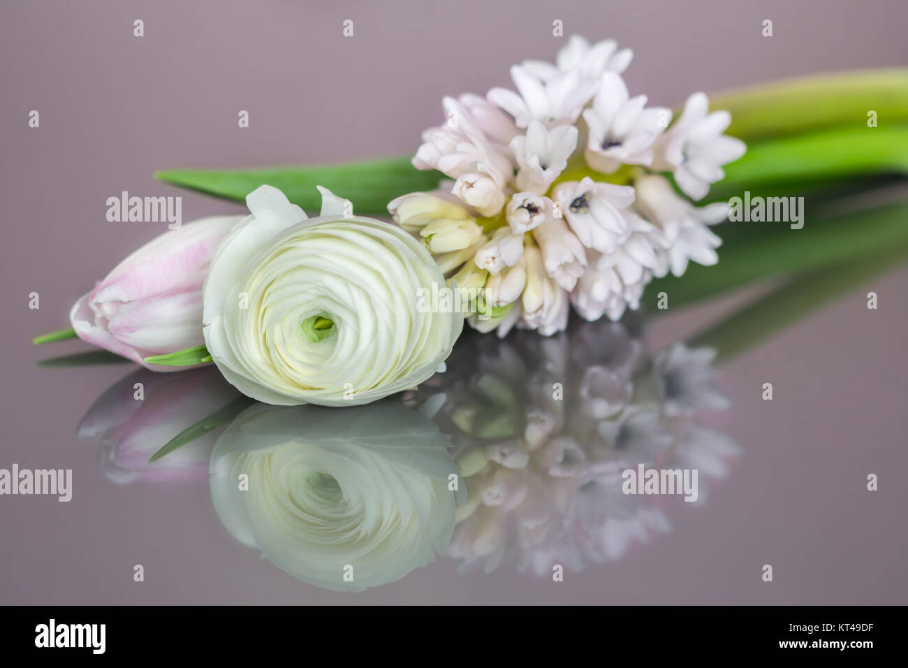 a bunch of tulip,ranunculus and hyacinth Stock Photo - Alamy