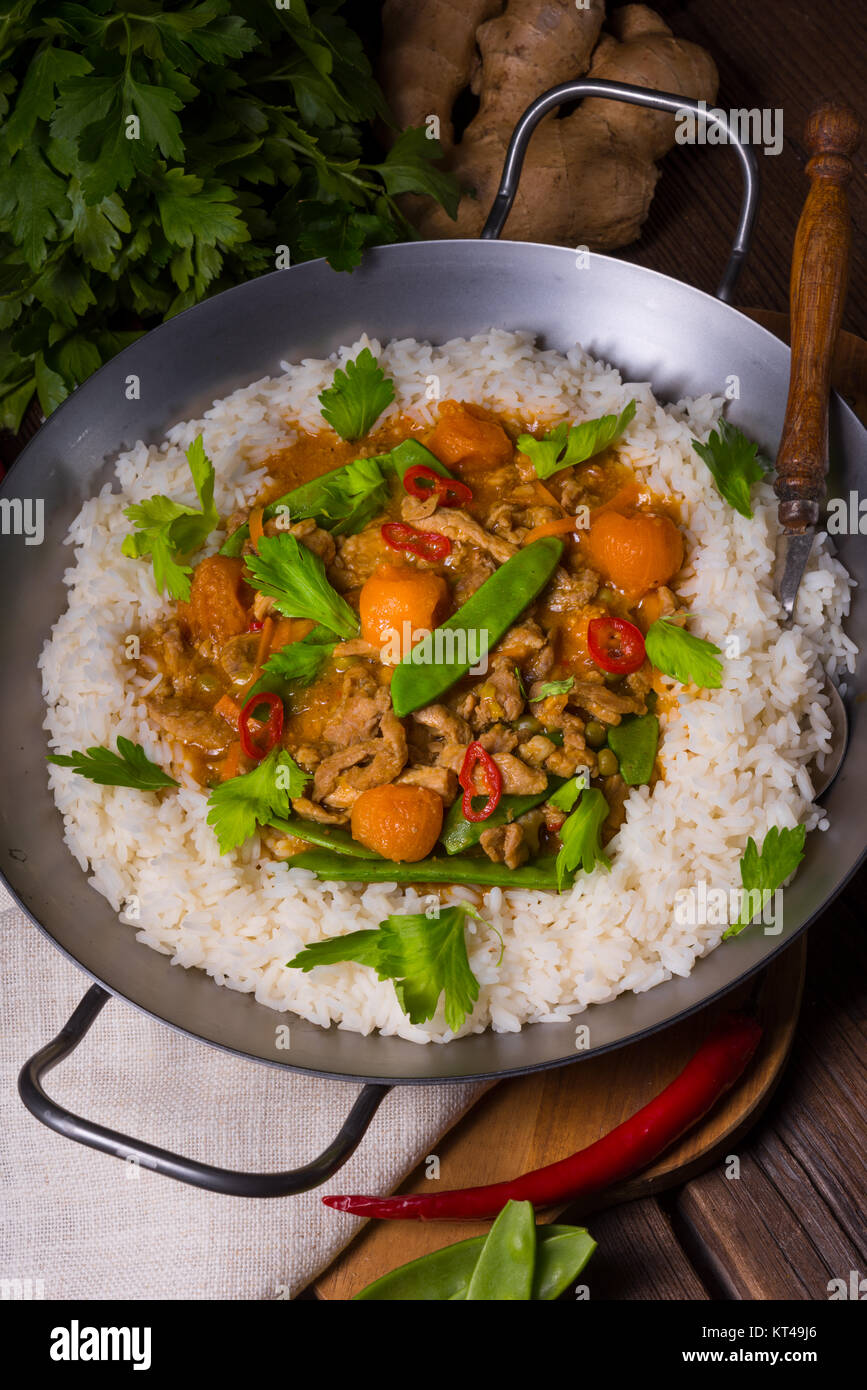 Veal Fricassee with rice Stock Photo Alamy