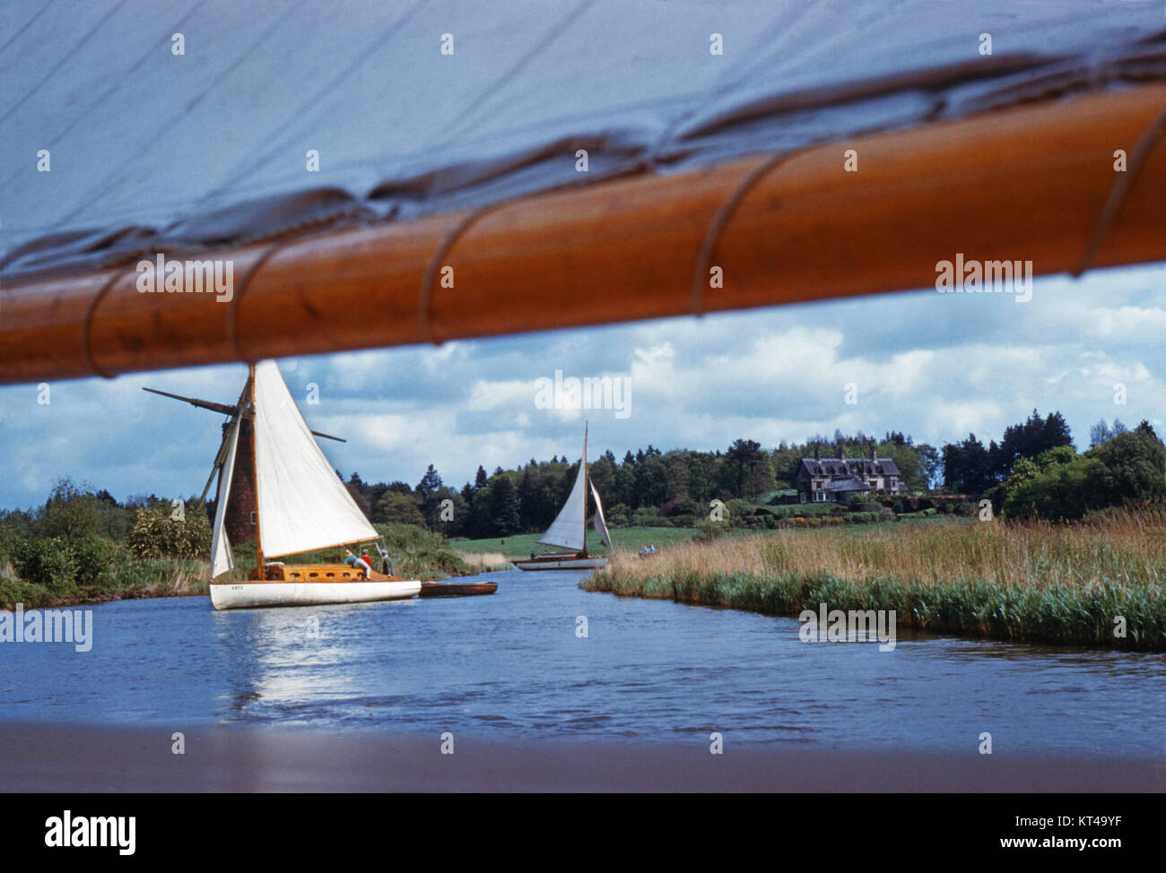 Sailing on the river Ant, Norfolk, England, 1961 Stock Photo