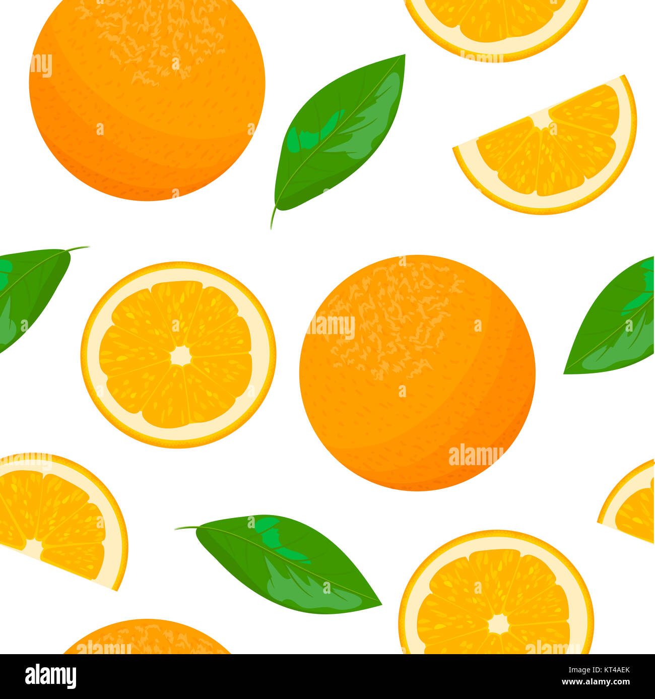 Orange theme. Seamless pattern vector collection of realistic fruits