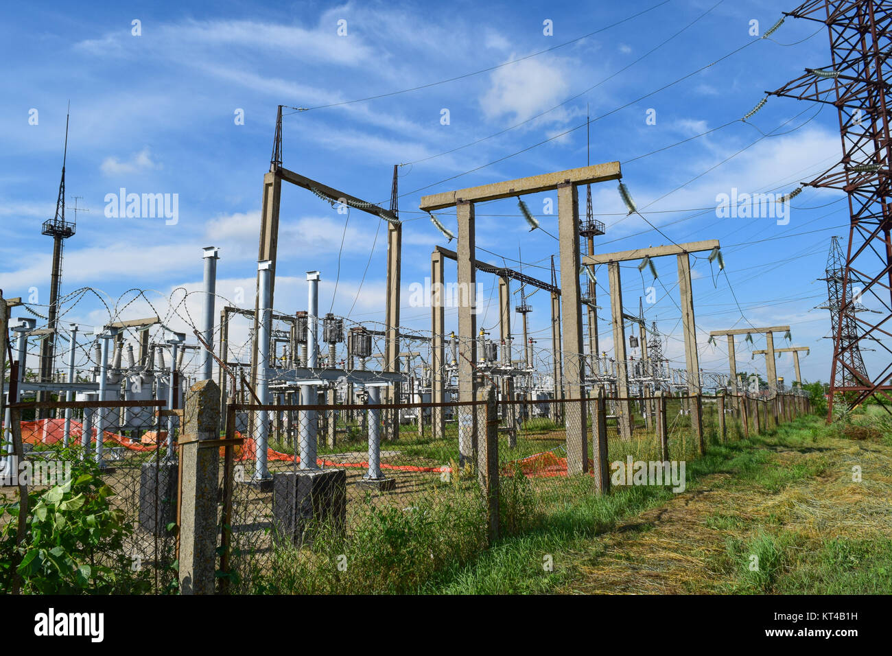 Electric substation. power transmission equipment. Stobo, wires and