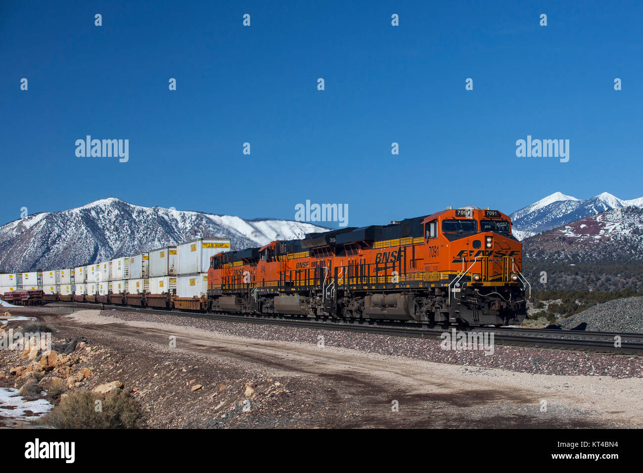 Burlington Northern Santa Fe (BNSF) container train Stock Photo Alamy