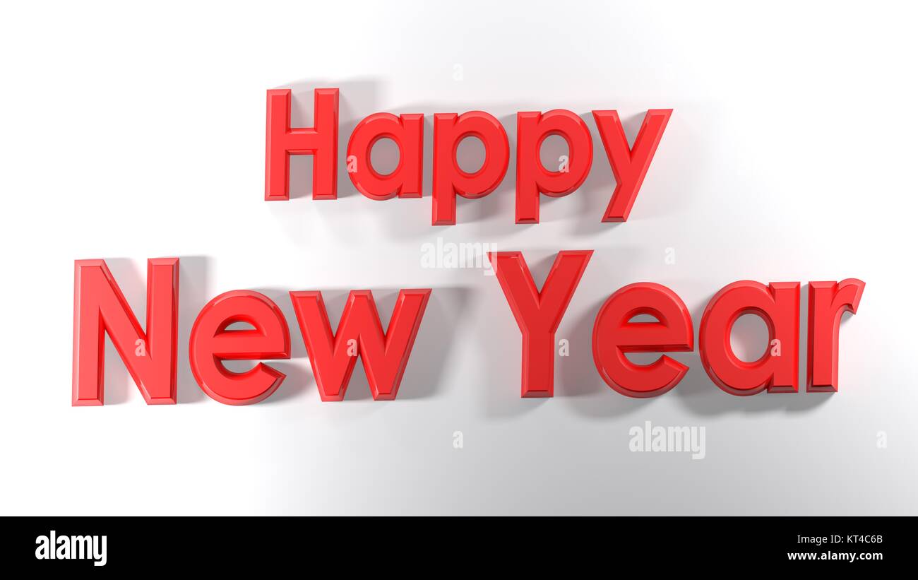 Happy New Year red banner - 3D rendering Stock Photo - Alamy
