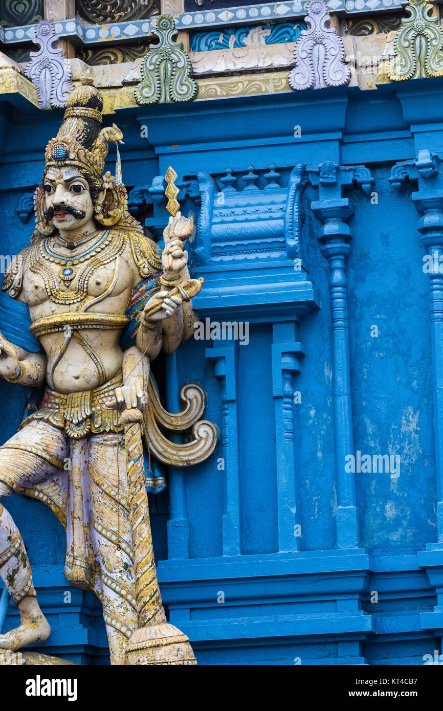 Closeup details on the tower of a Hindu Temple dedicated to Lord Shiva in Colombo, Sri Lanka. Stock Photo