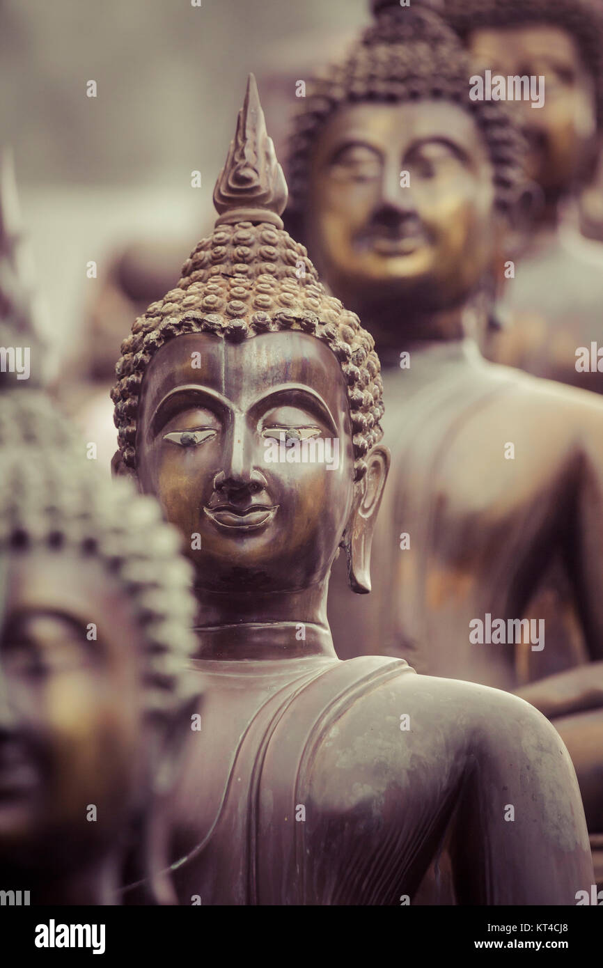 Row of Buddha statues at Ganagarama temple, Colombo, Sri Lanka Stock ...