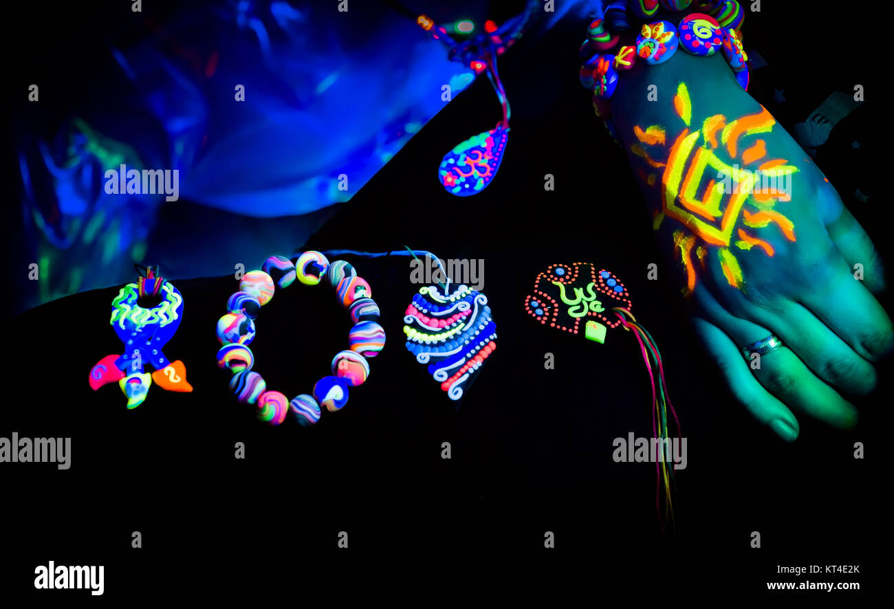 Fluorescent Bijouterie And Jewelry Stock Photo Alamy