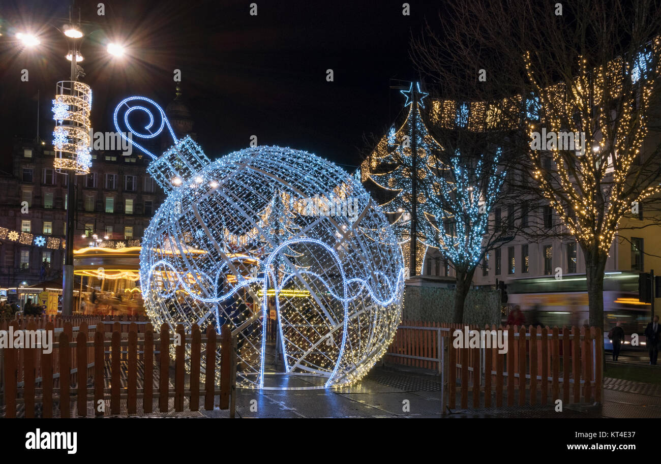 Xmas displays and attractions in George Square, Glasgow, Scotland, UK. Stock Photo