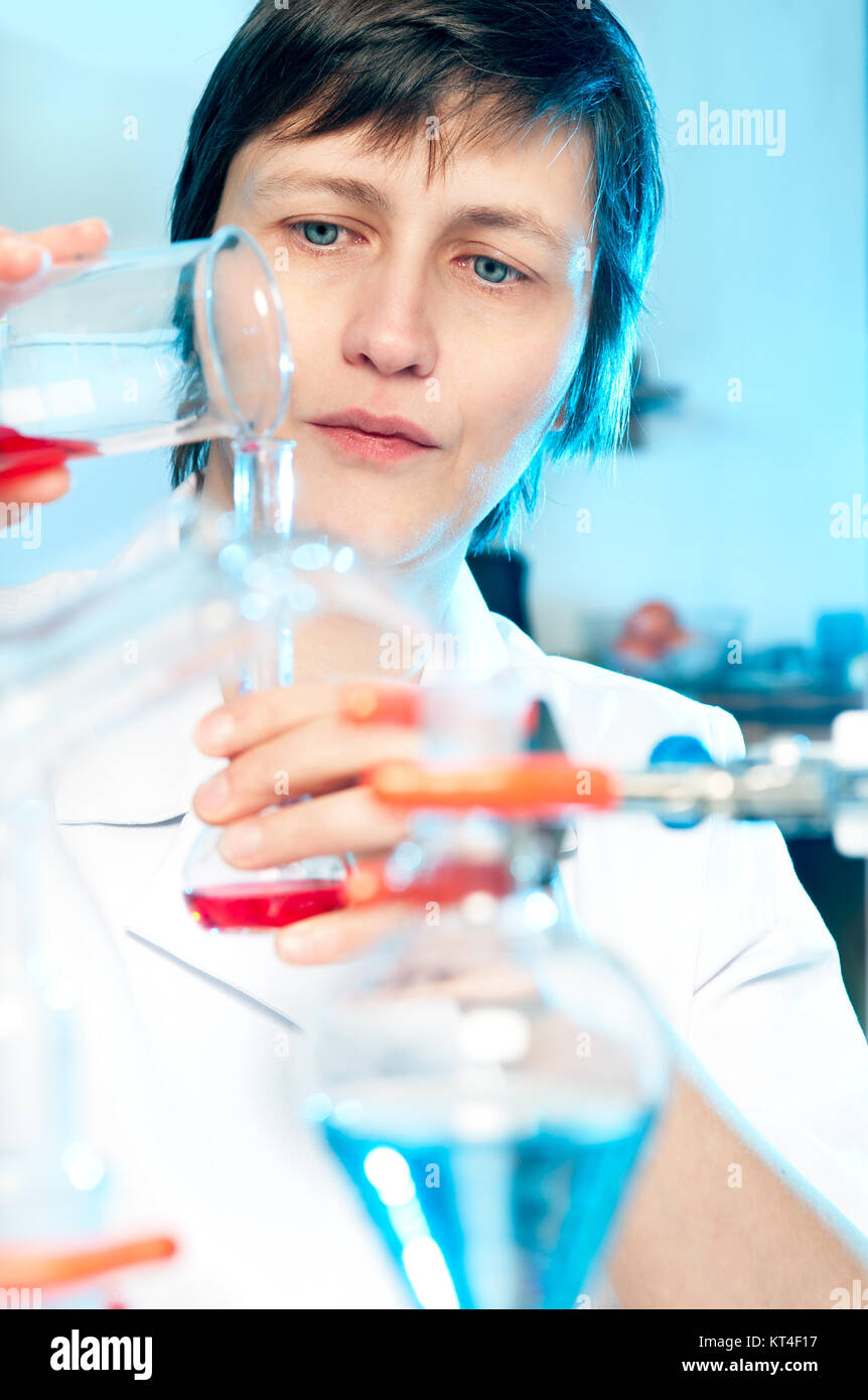 Scientist works in a chemical laboratory Stock Photo