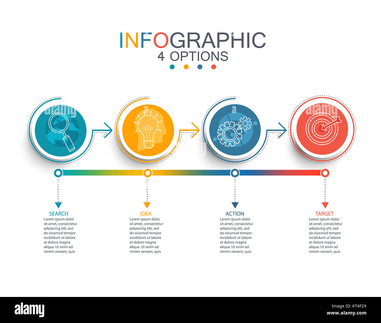 Vector illustration line infographic template with 3D circles paper ...