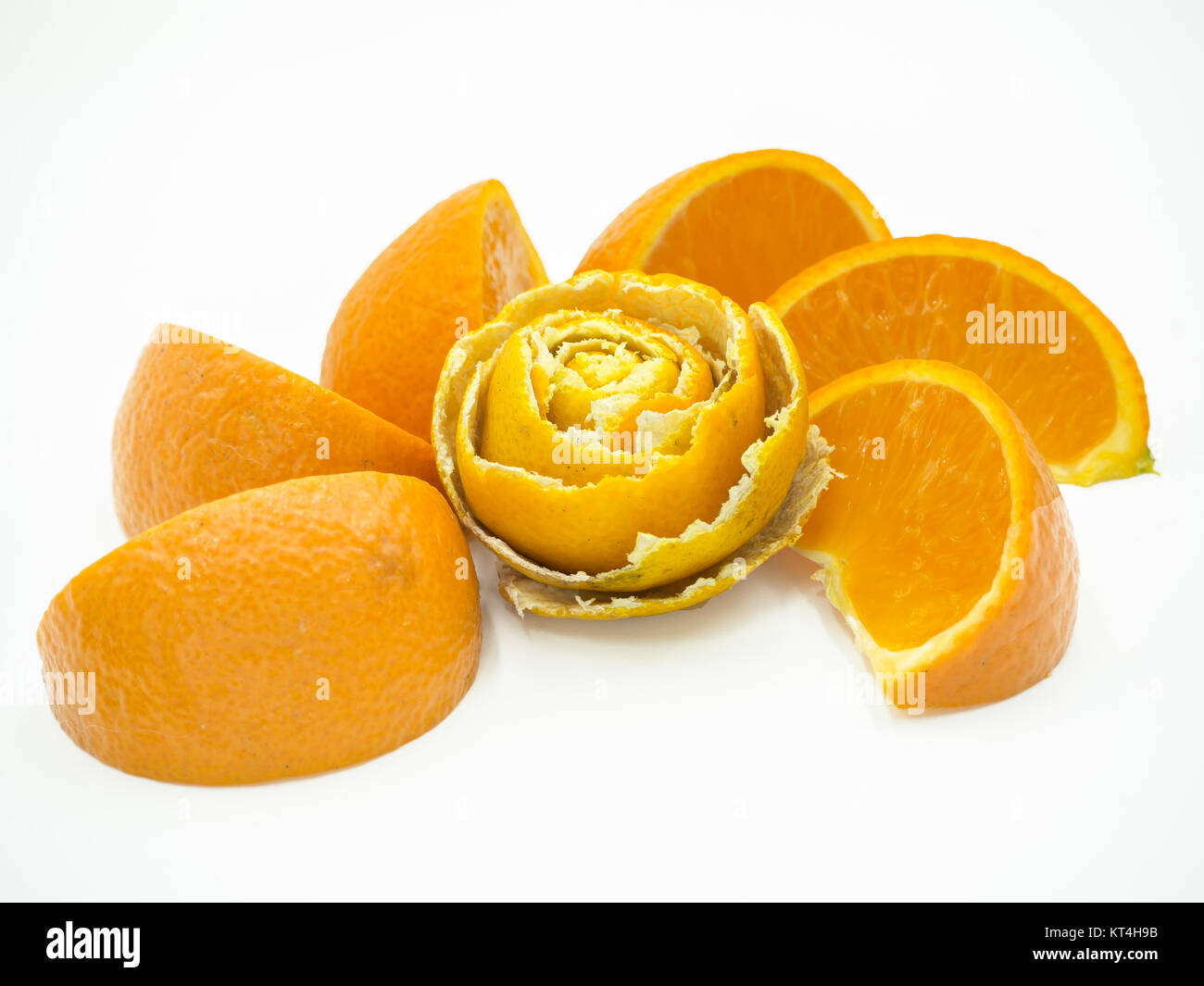 Slice of orange on isolated white background Stock Photo - Alamy