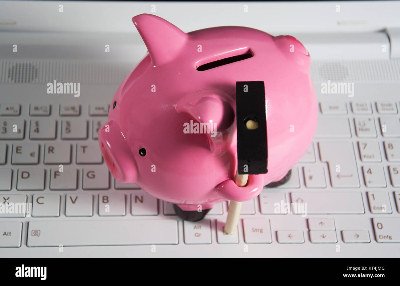 Sparschwein  auf einer Tastatur Stock Photo