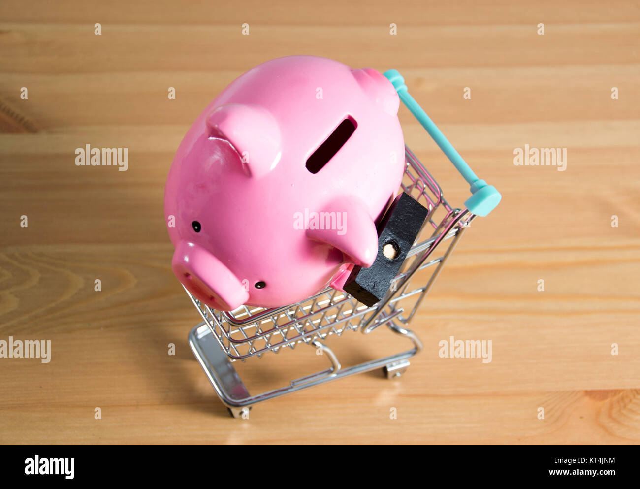Einkaufswagen mit Sparschwein Stock Photo