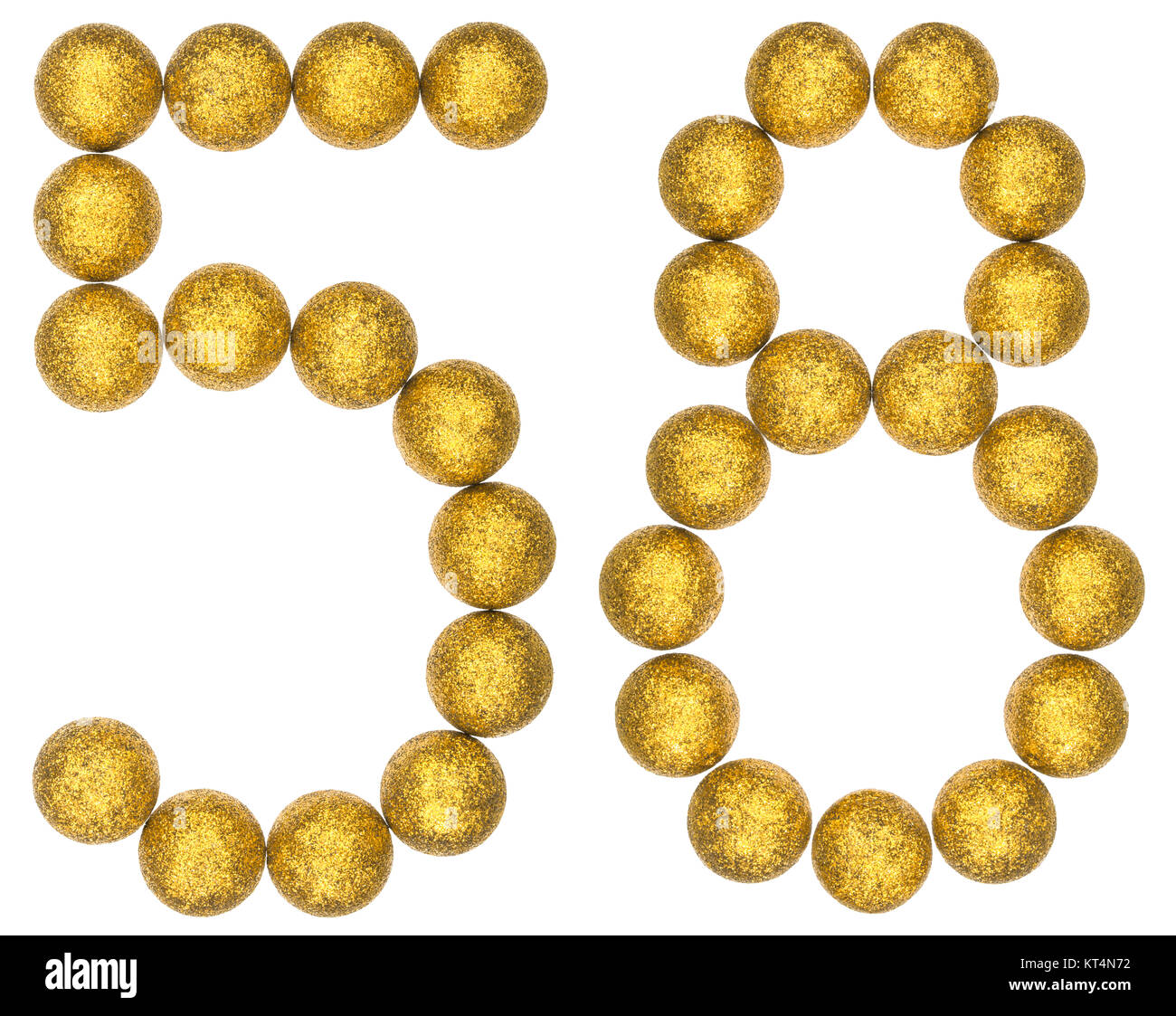 Numeral 58, fifty eight, from decorative balls, isolated on white background Stock Photo