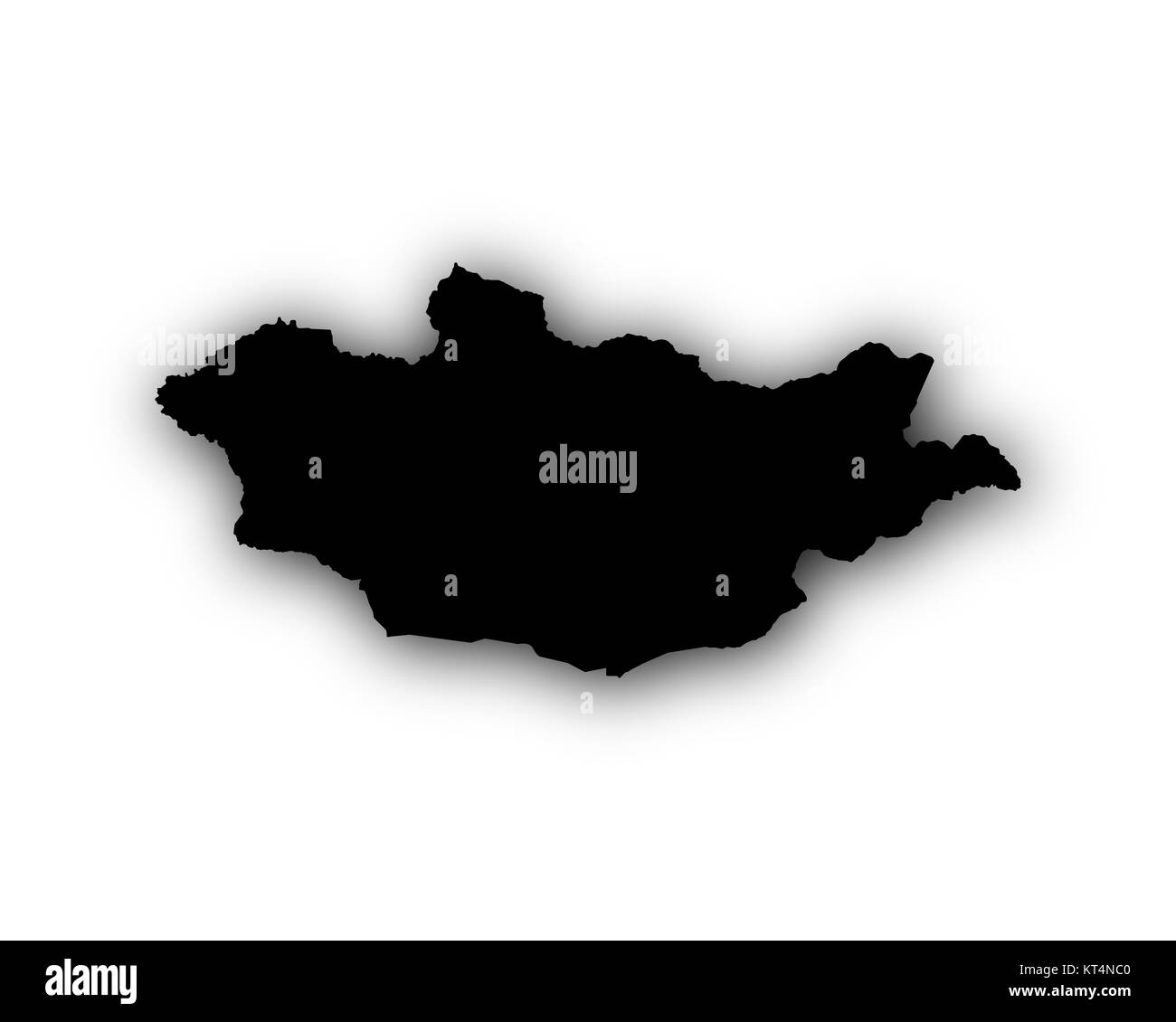 map of mongolia with shadow Stock Photo