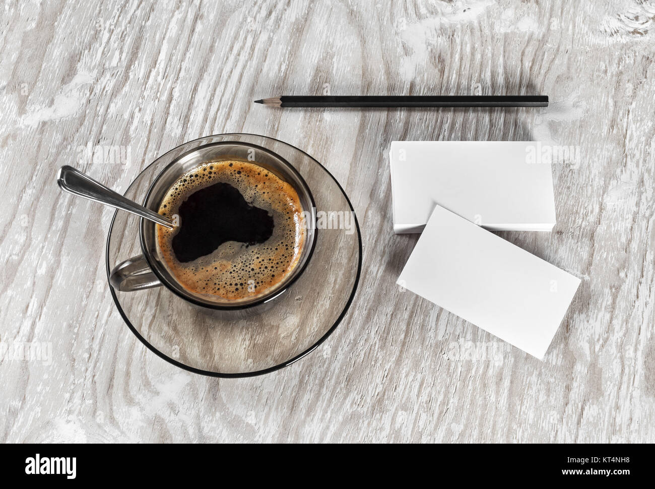 Coffee and business cards Stock Photo