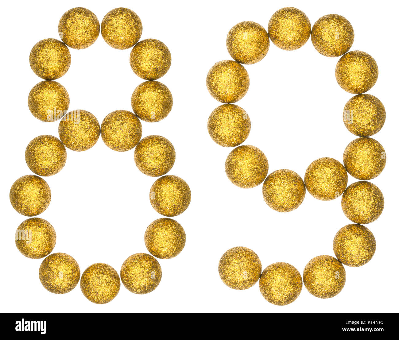 Numeral 89, eighty nine, from decorative balls, isolated on white background Stock Photo
