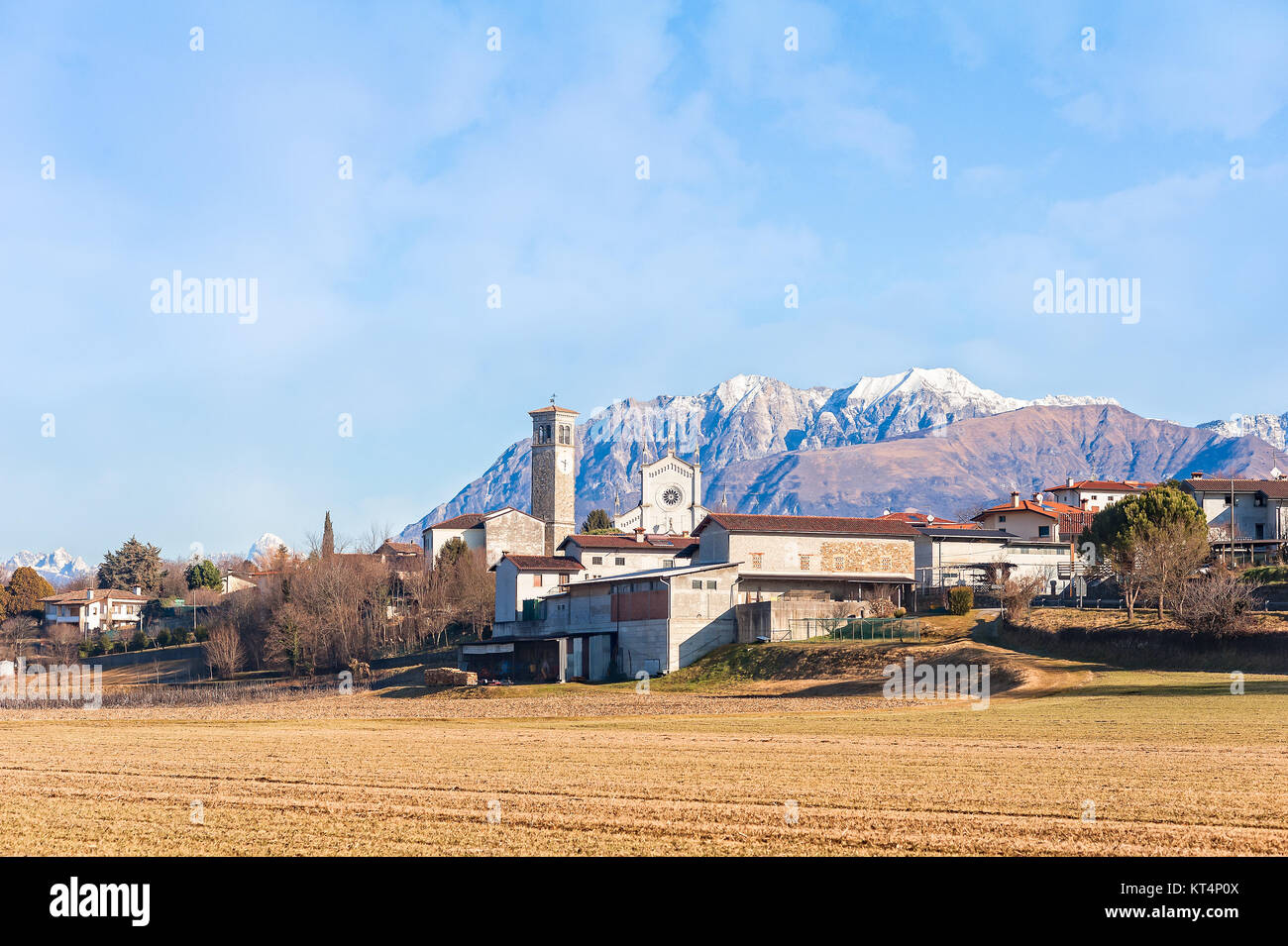 Rural landscape with mountains and blue sky Stock Photo - Alamy