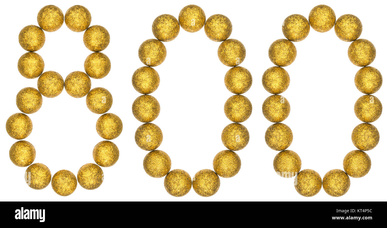 Numeral 800, eight hundred, from decorative balls, isolated on white background Stock Photo