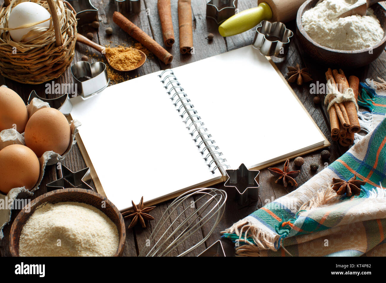 Cooking book and utensils Stock Photo