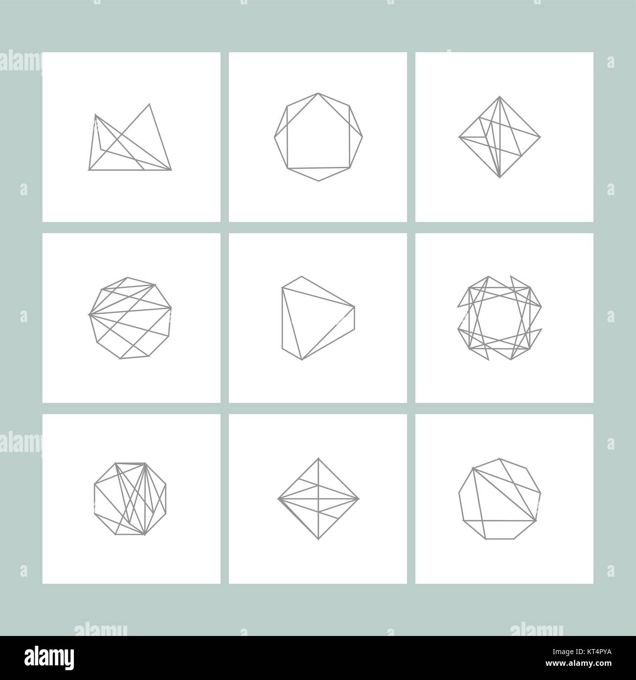 Set of symbol and shapes. Trendy icons and logotypes. Business signs symbols, labels, badges, frames and borders Stock Vector