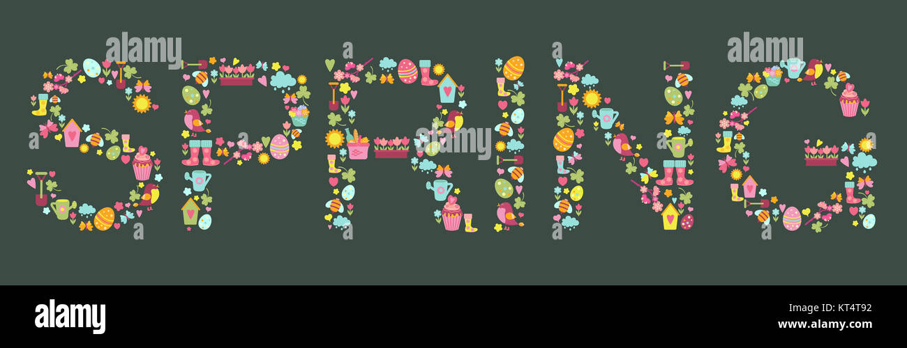 Spring Lettering, vector Stock Photo - Alamy