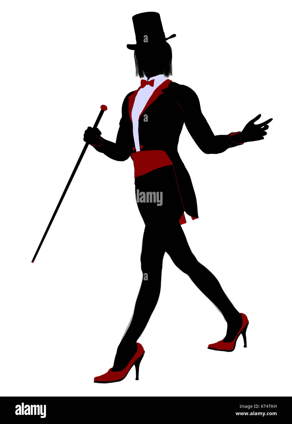 Female magician silhouette illustration on a white background Stock Photo