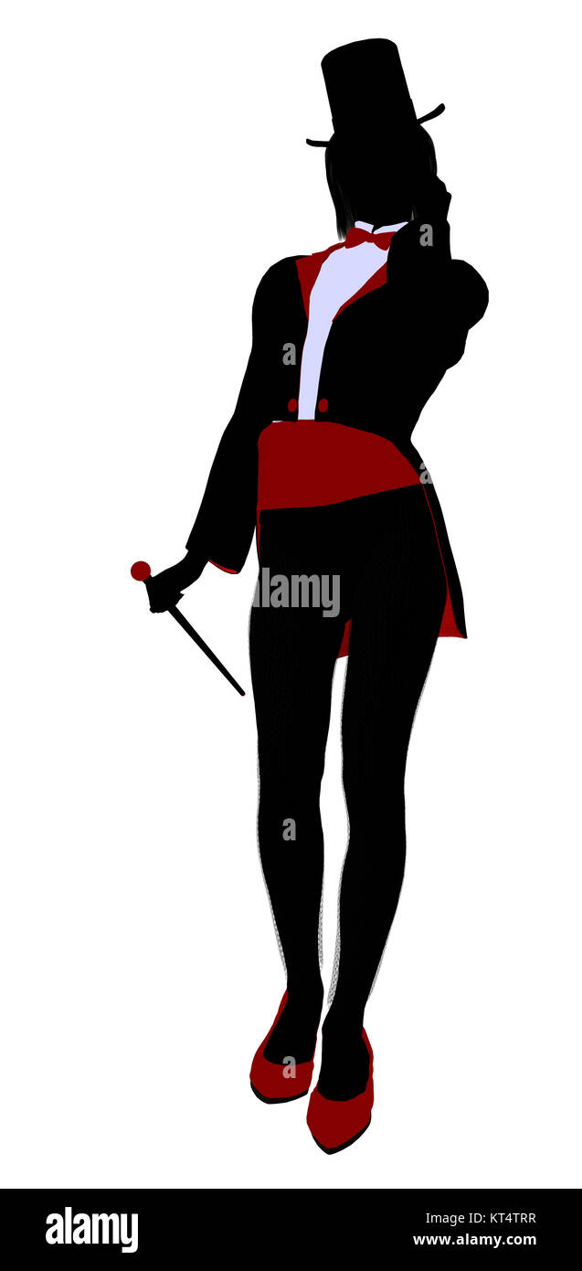 Female magician silhouette illustration on a white background Stock Photo