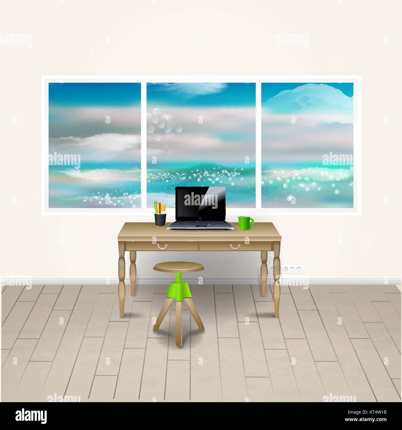 Workplace room. Vector illustration of modern office Stock Vector Image ...