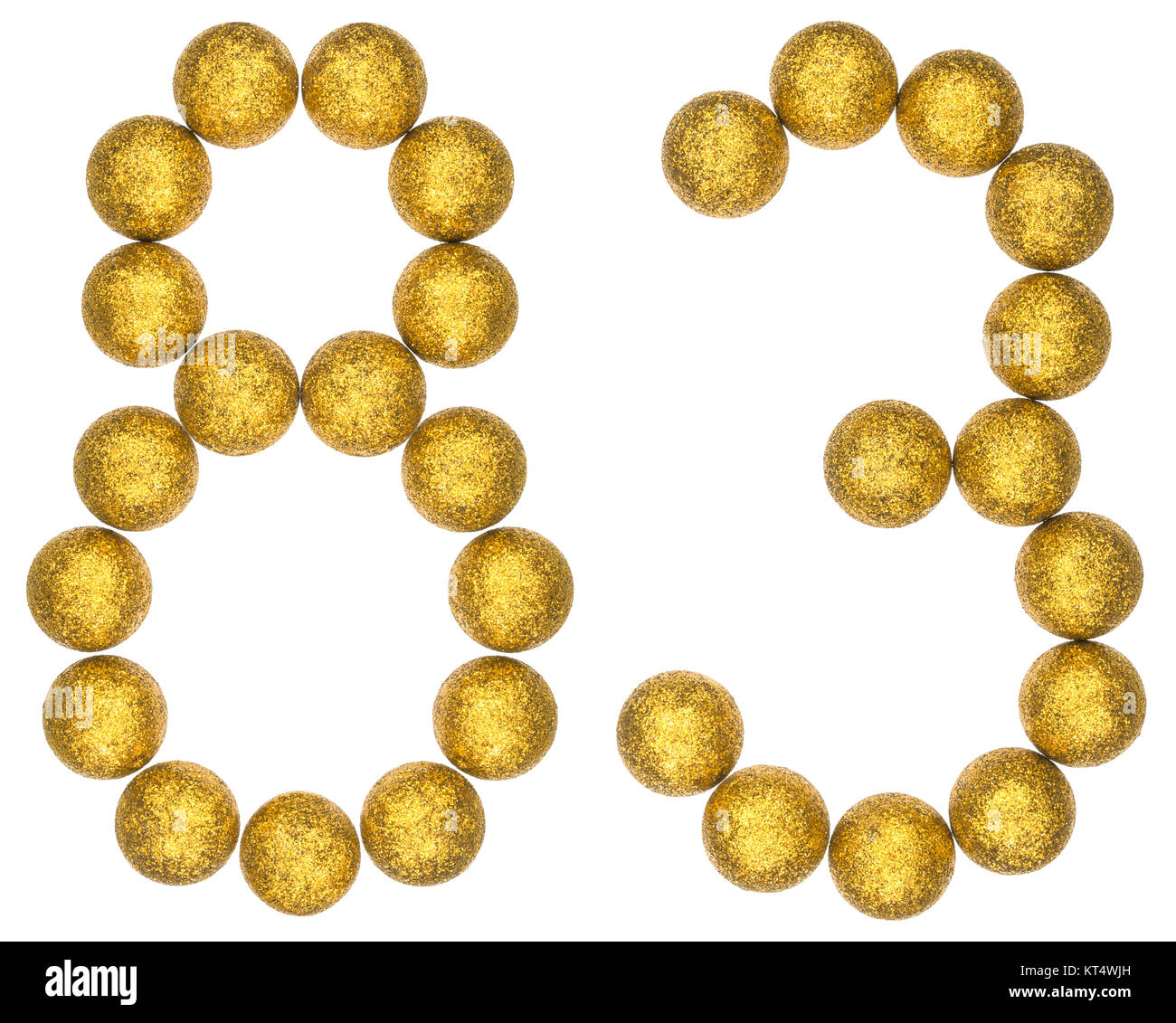 Numeral 83, eighty three, from decorative balls, isolated on white background Stock Photo