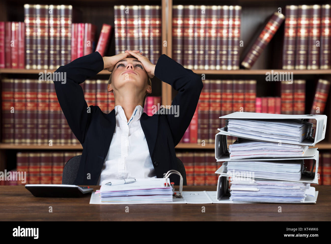 Stressed Female Accountant Stock Photo Alamy