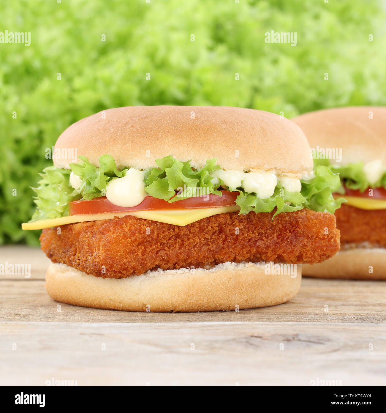 fish burger fish burger fried fish hamburger cheese tomato Stock Photo ...